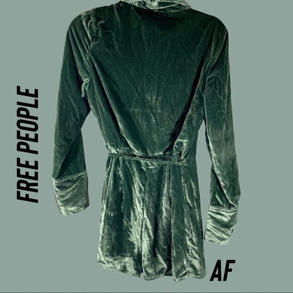 FREE PEOPLE VIOLA VELVET ROMPER DARK GREEN NEW SMALL - Picture 5 of 6